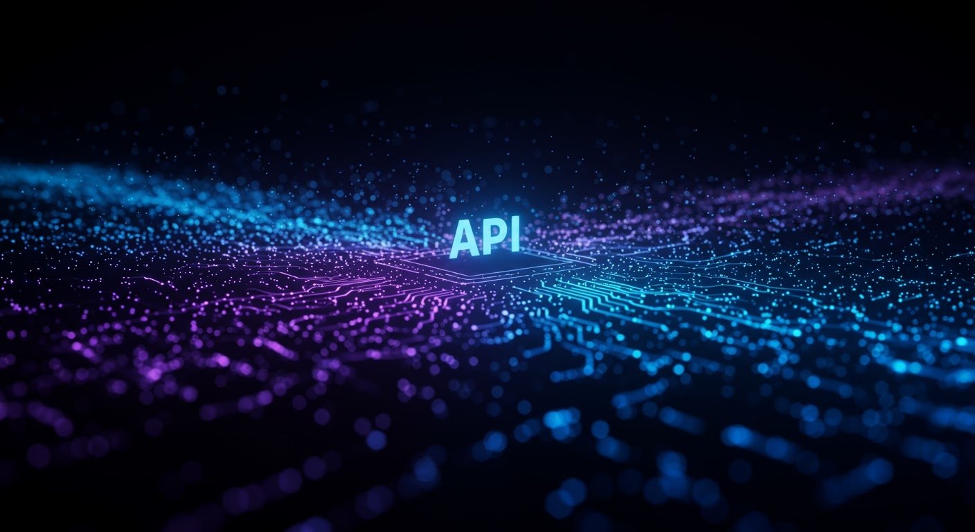 Understanding the Xtream Codes API in IPTV Systems: A Deep Dive An abstract representation of the Xtream Codes API, showing digital data streams flowing through an IPTV system.